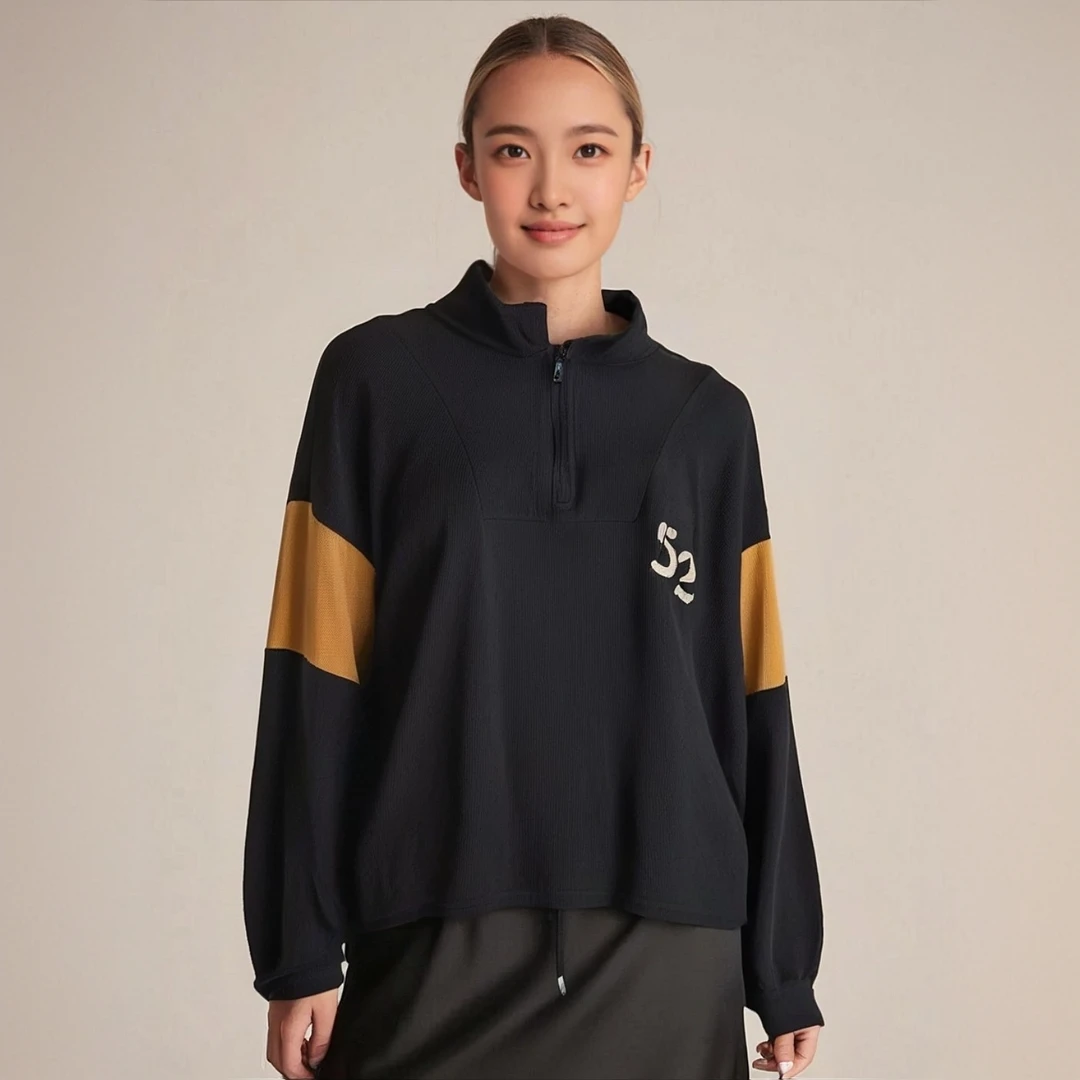 25秋季新款美式复古半拉链拼接潮流时尚气质长袖套头卫衣25072941