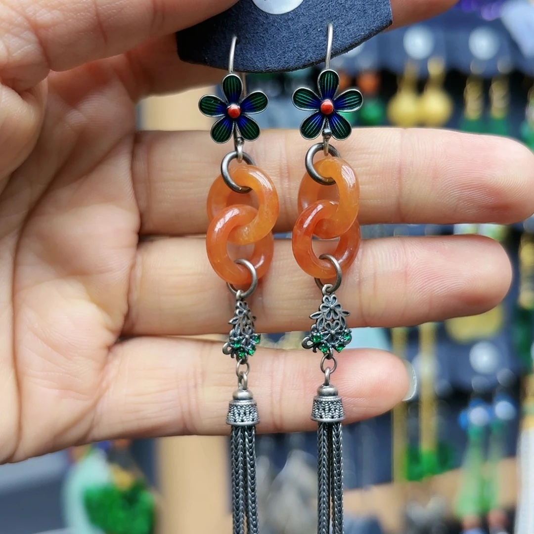 蘭***钤翡翠未镶嵌耳饰耳坠