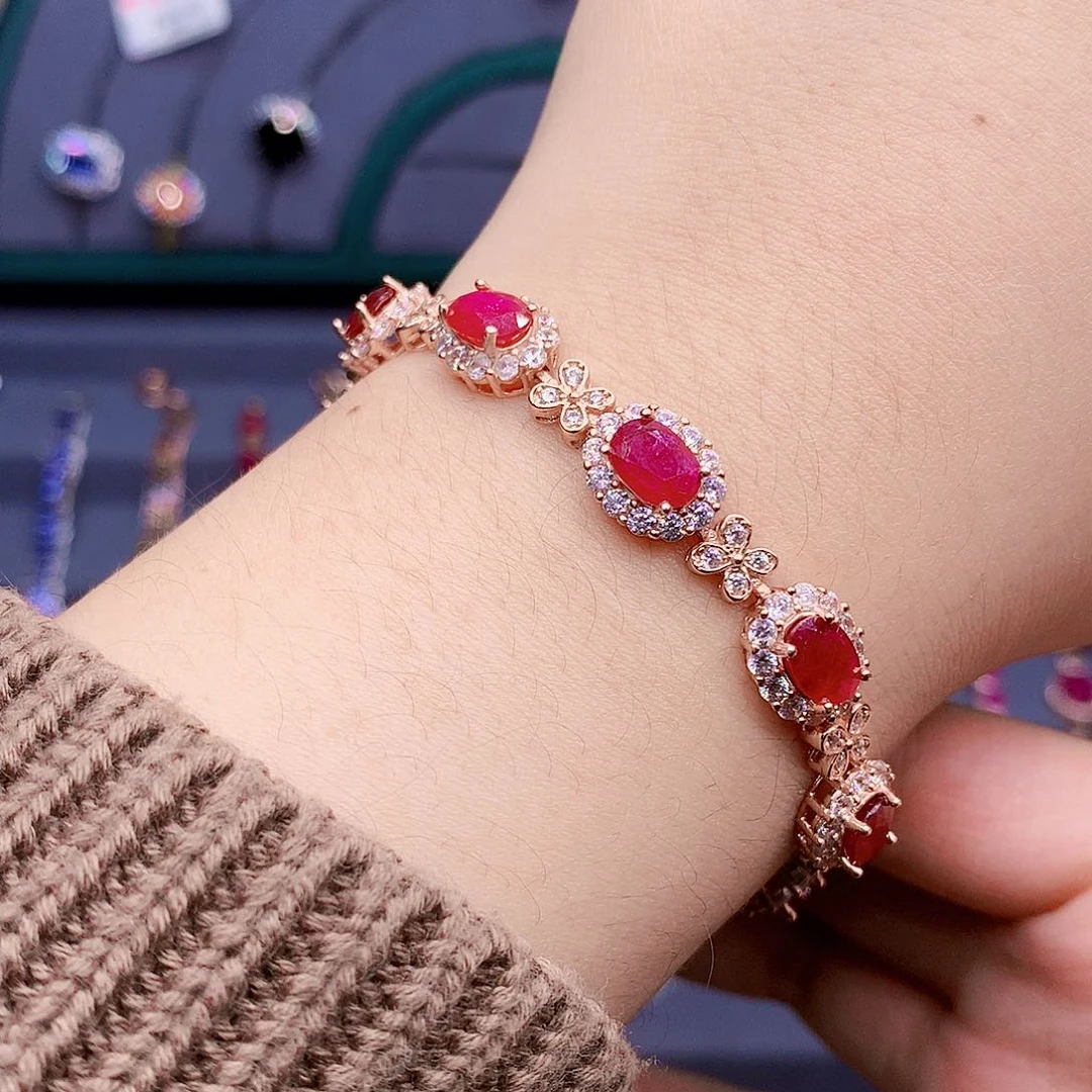 红宝石手链银S925镶嵌