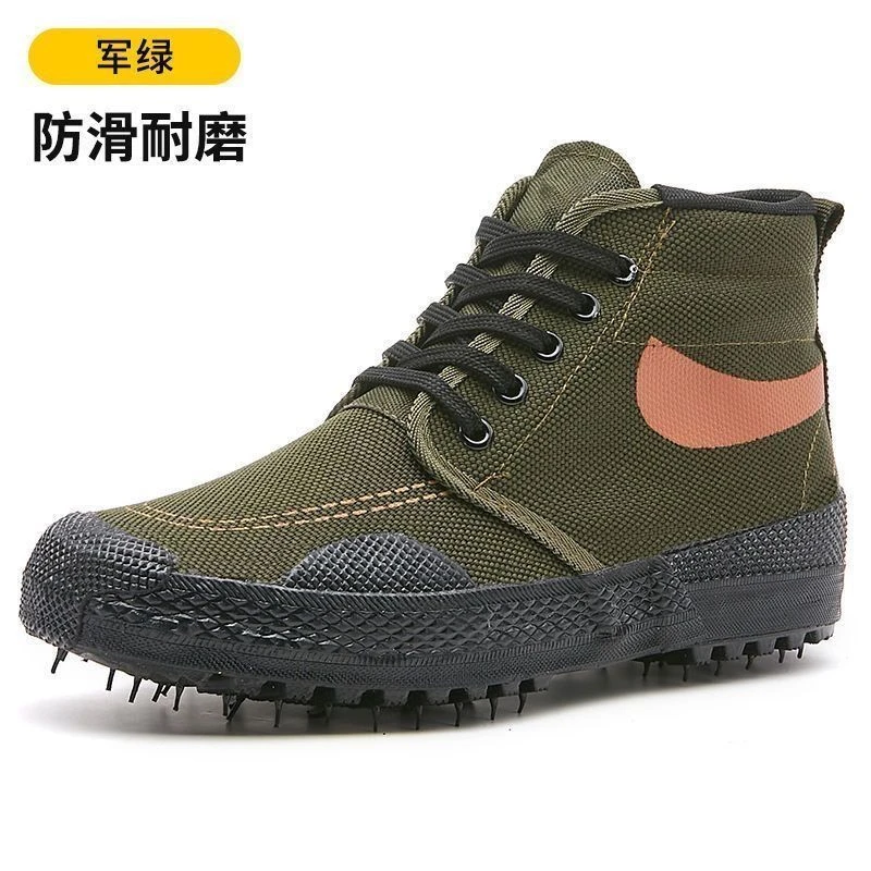 户外解放鞋高帮耐磨防滑劳保鞋工地帆布鞋迷彩胶鞋干活工作鞋Z
