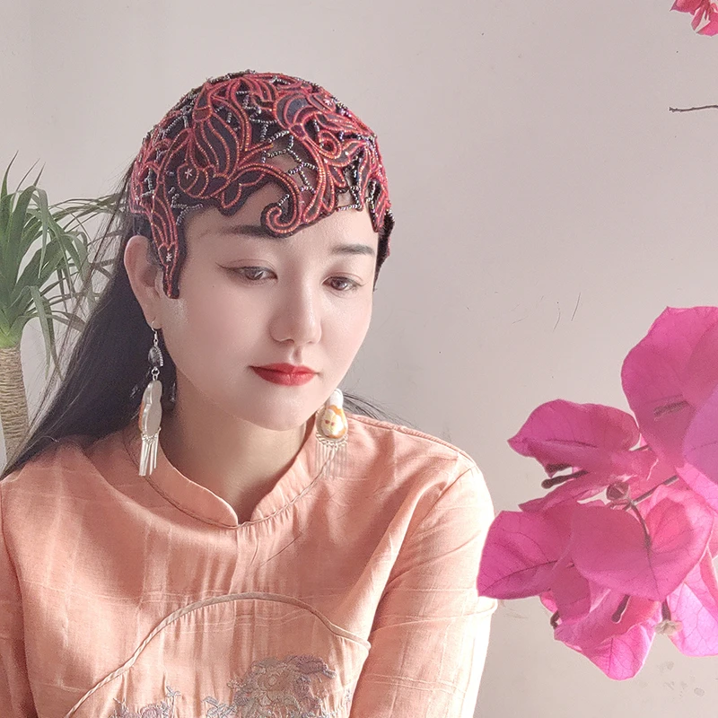 扶茶原创设计-民族风老绣发箍帽