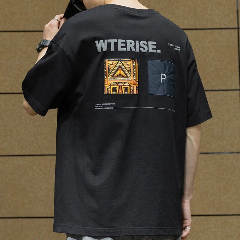 夏季民族风纯棉短袖t恤男重磅260g宽松上衣潮牌新款美式百搭半袖T