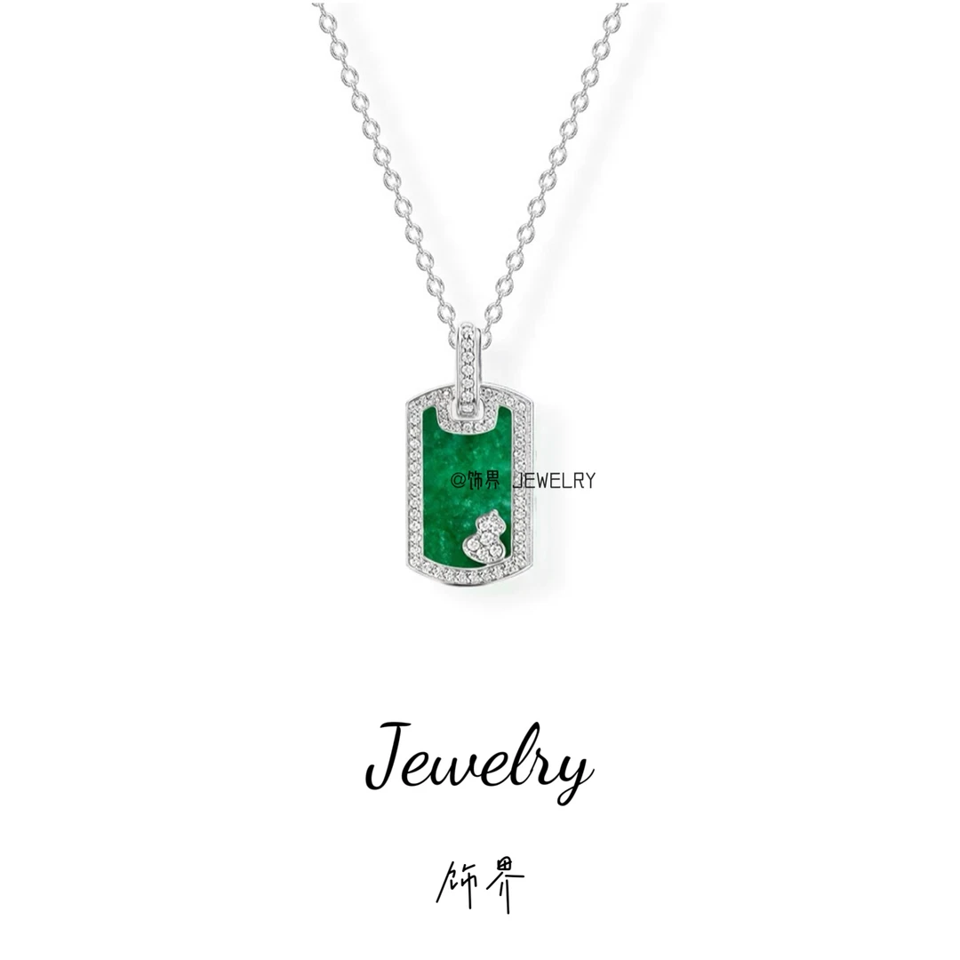 合金项链 镀k金无事牌镶嵌迷你项链 精致小众设计师轻奢