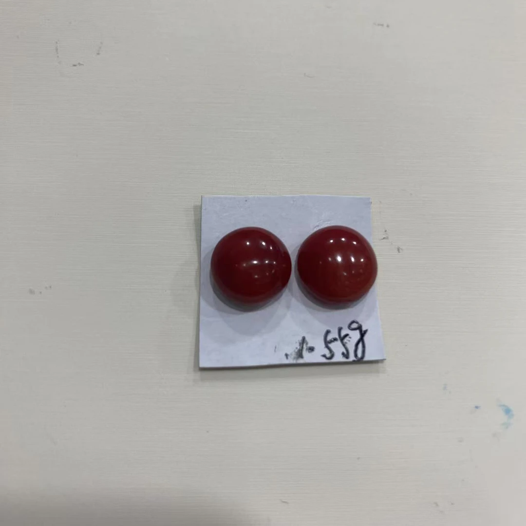 天然红珊瑚蛋面  一对