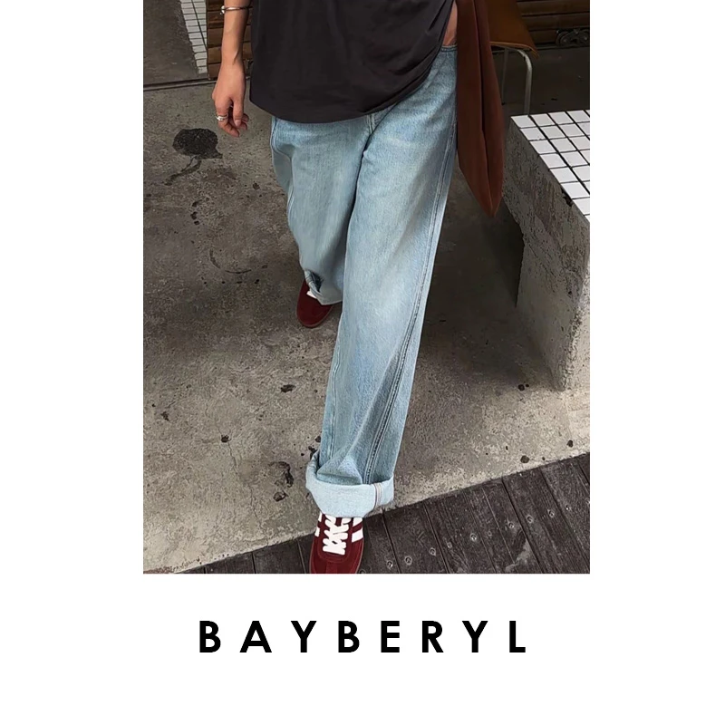 BAYBERYL老贝边界牛仔*侧缝棉麻柔软百搭牛仔裤NZK5C2904