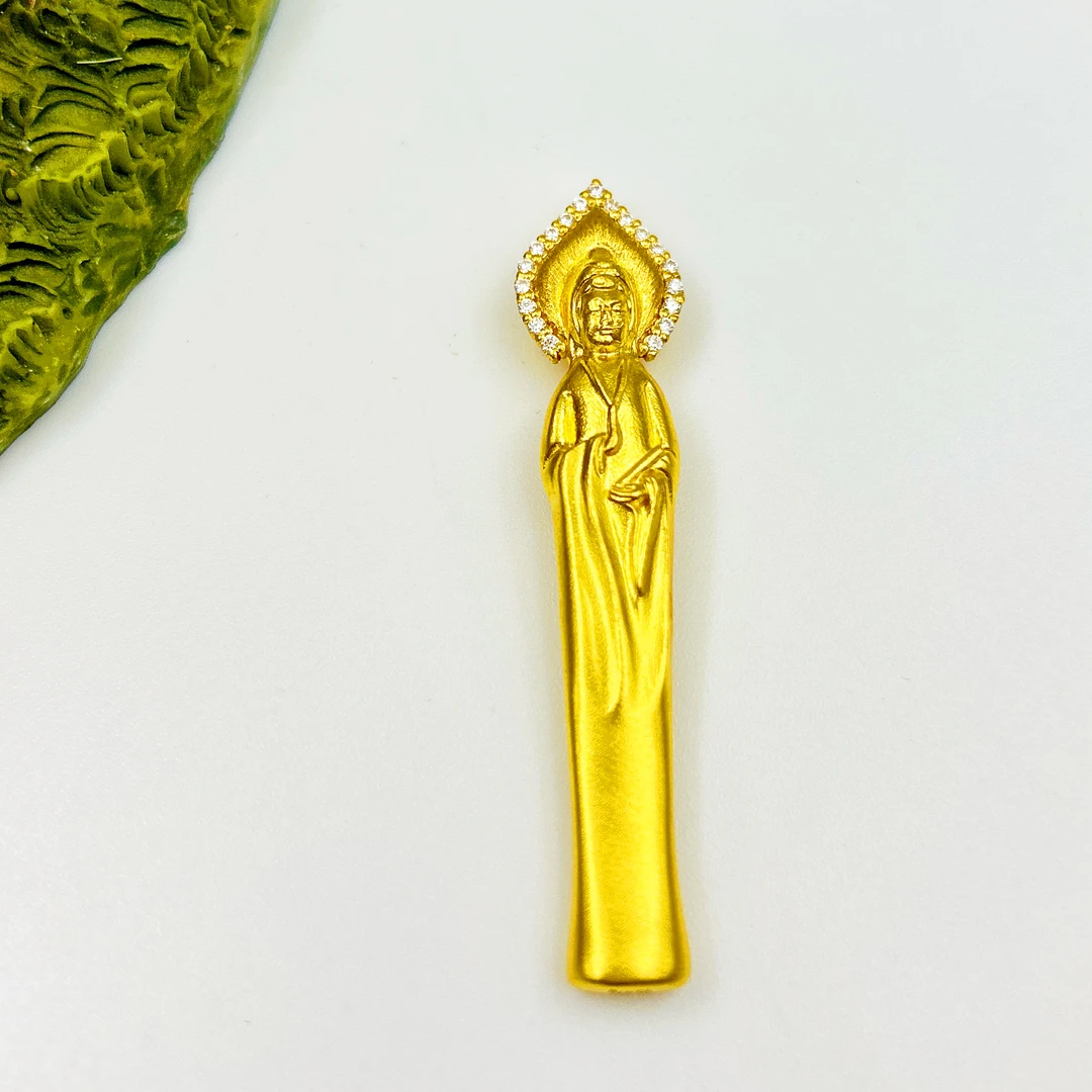 足金999 镶嵌 金身素衣观音 吊坠  黄金首饰按克卖