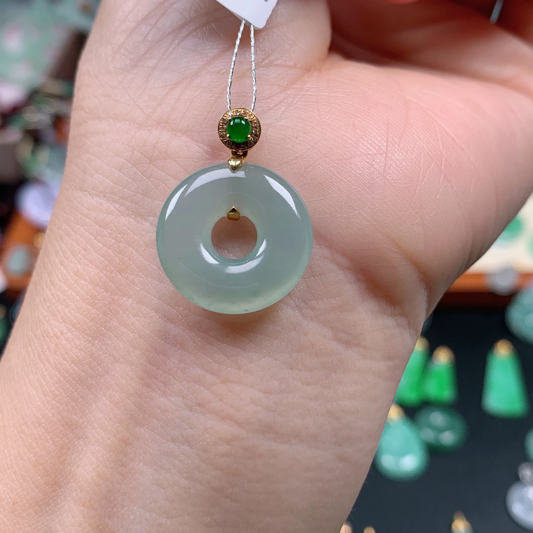 缅甸天然A货翡翠，冰睛甜甜圈，编号j/111213尺17.8-3.7