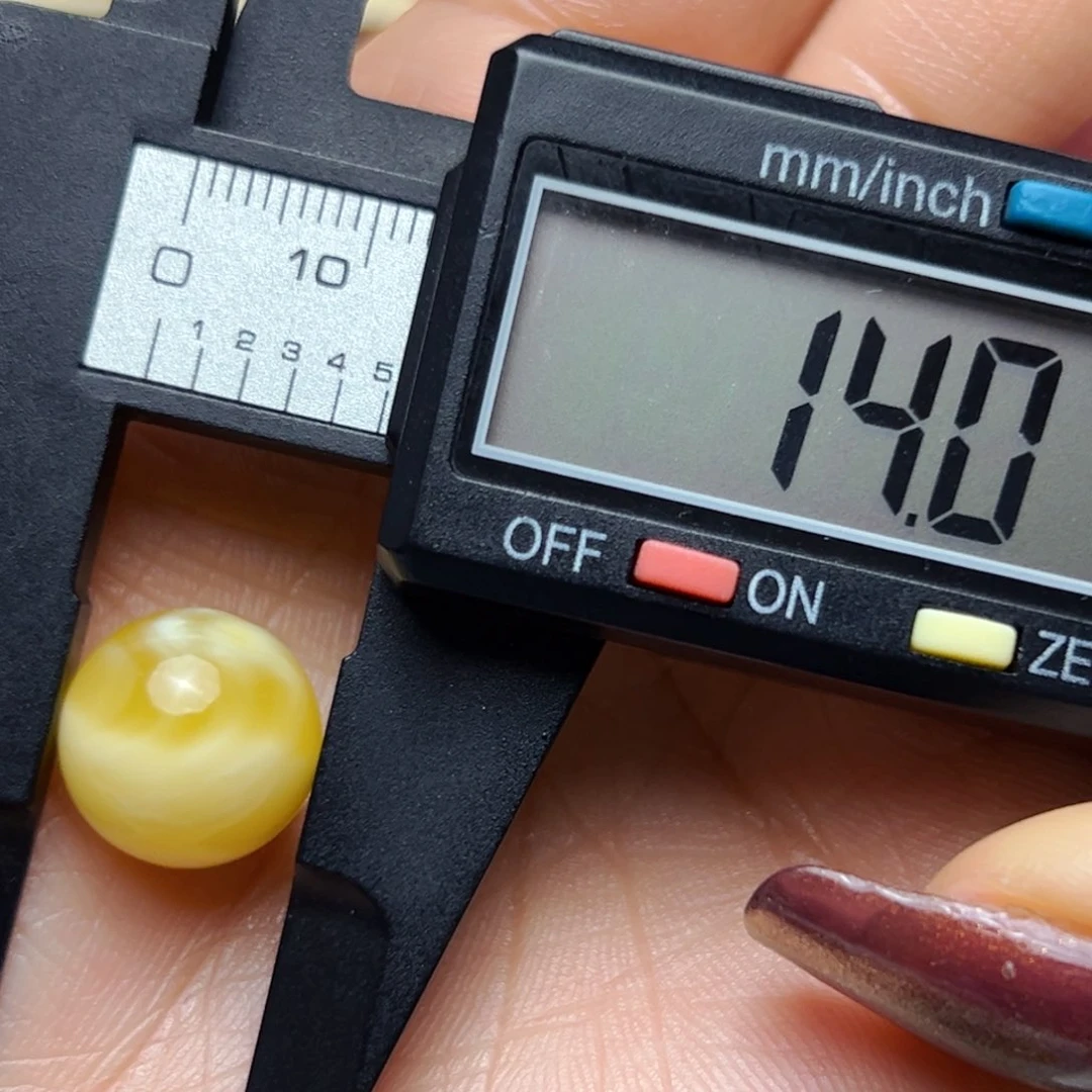 蜜蜡裸石未镶嵌a**酸14mm单珠