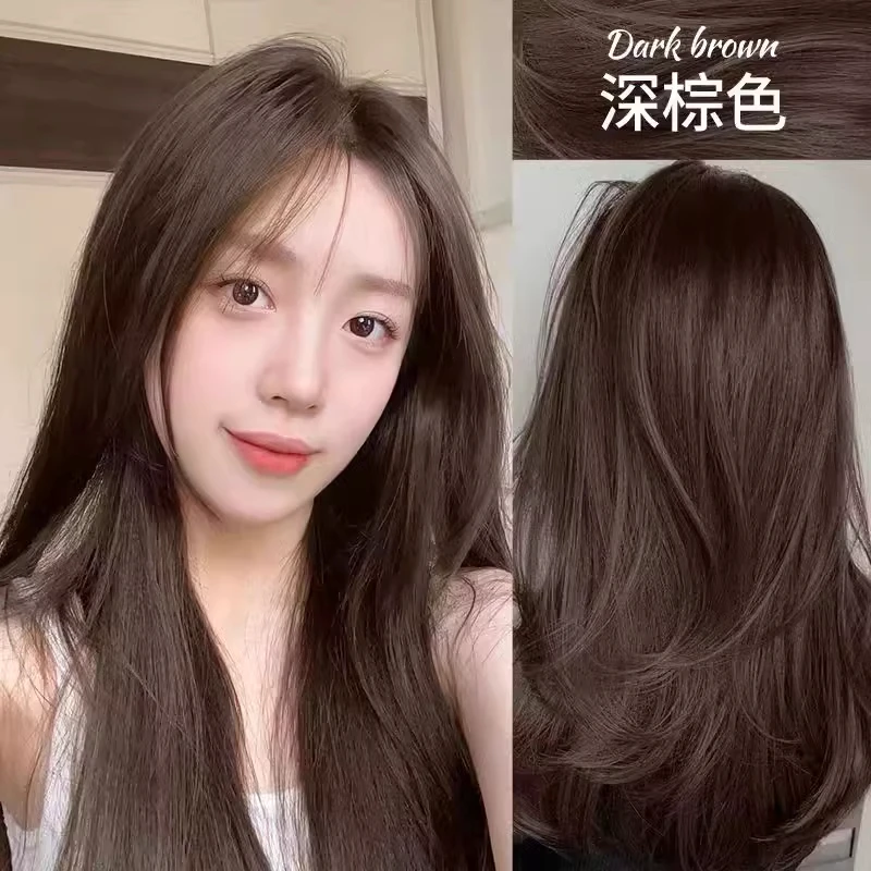 深棕色染发膏发色植物正品女款自己染发膏发色植物天然流行色黑茶