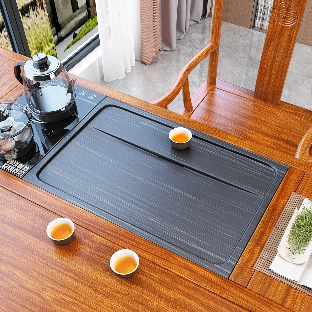 嵌入式天然石茶盘茶台茶桌空位家用中间面板茶盘家用小茶台