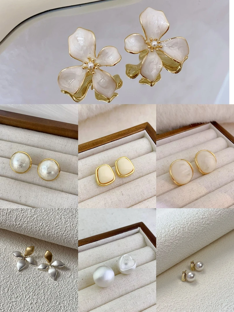 铜合金耳饰   合金耳钉【过款】气质百搭轻奢复古精致耳饰