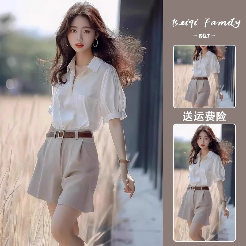 今年流行夏装搭配一整套洋气减龄时尚高级感气质干练女装短裤套装