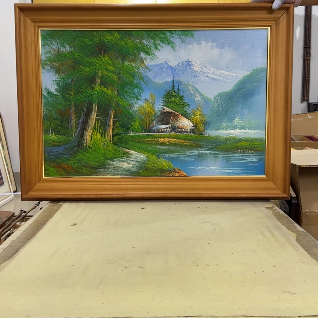 老***客绘画屏风框画茶空间设计