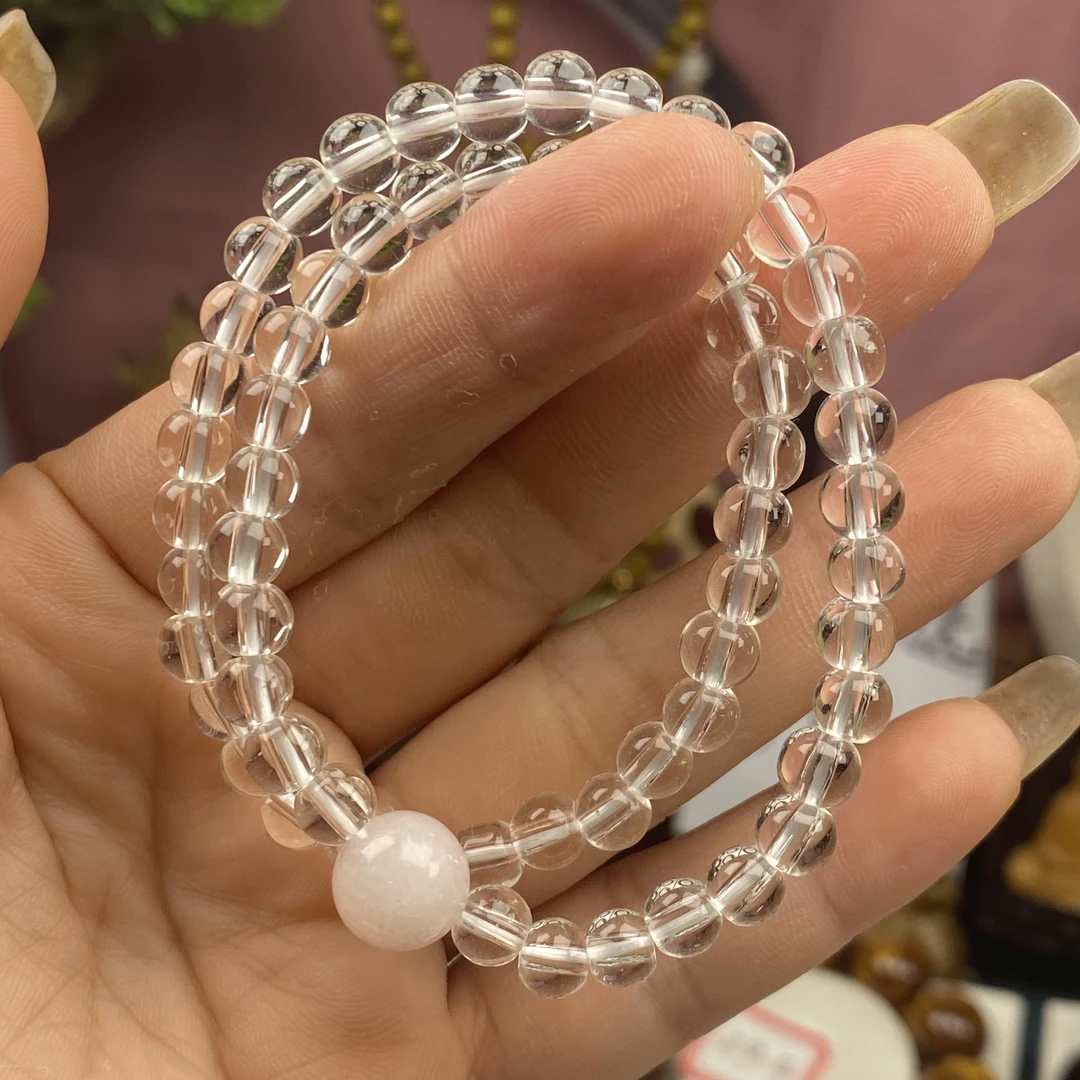 赵露思同款白水晶手链海蓝色圆珠手串闺蜜手链学生礼物KK001