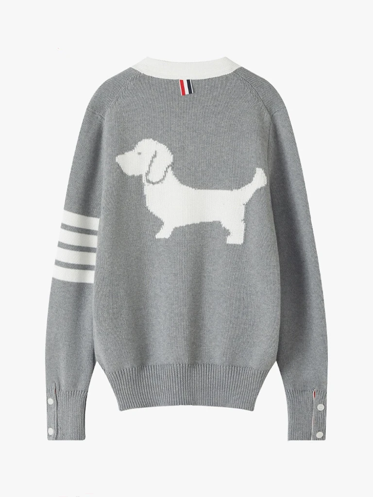 TB【官方正品】汤姆布郎/THOM BRANDICE/小狗刺绣V领开衫针织衫长袖