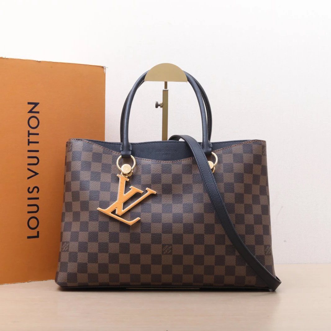95新 LouisVuitton/路易威登 小花攀攀手提包 树脂LOGO挂件棋盘格