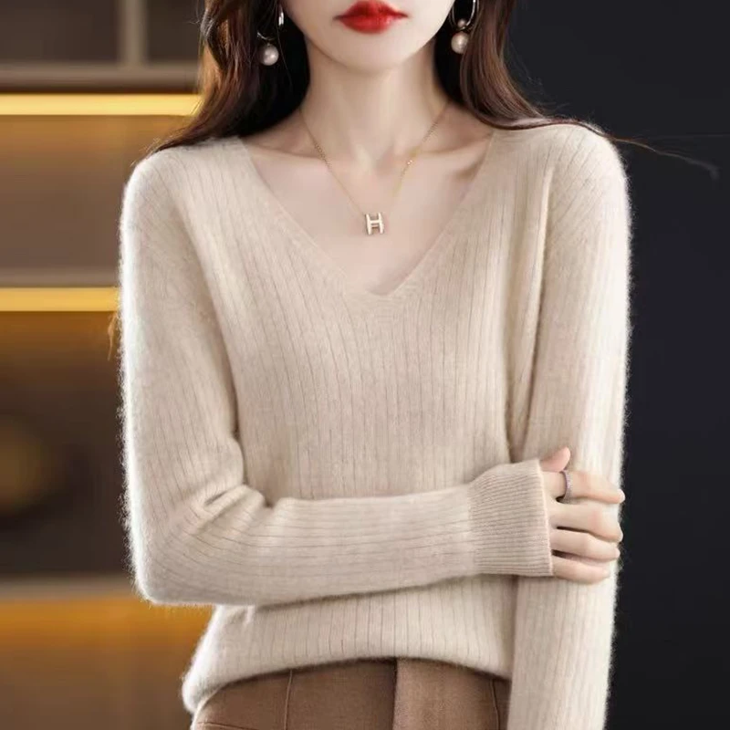 100纯羊绒衫女秋冬新款宽松百搭打底衫洋气针织羊毛加厚洋气毛衣