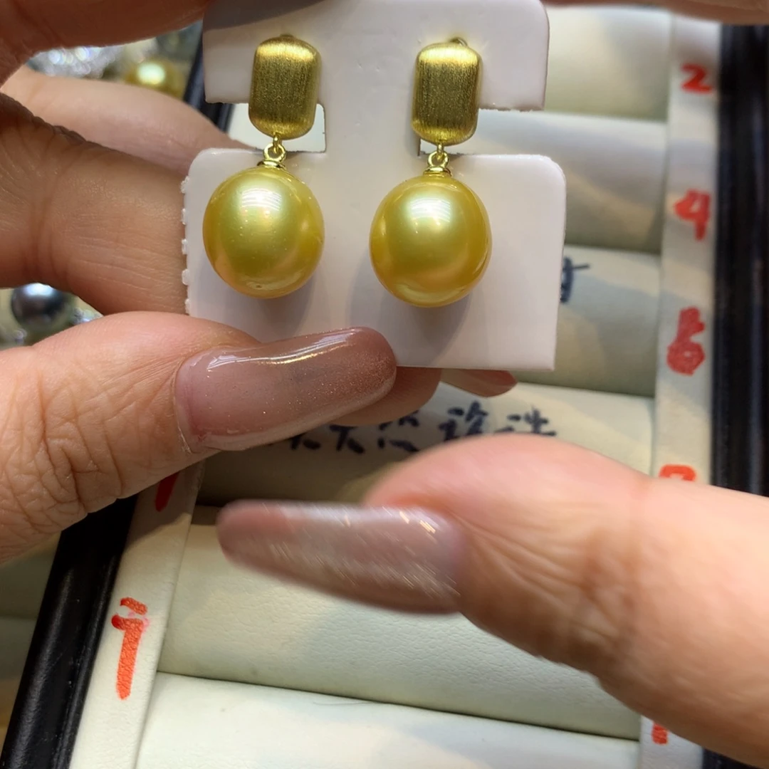 银S925镶嵌耳饰海水珍珠