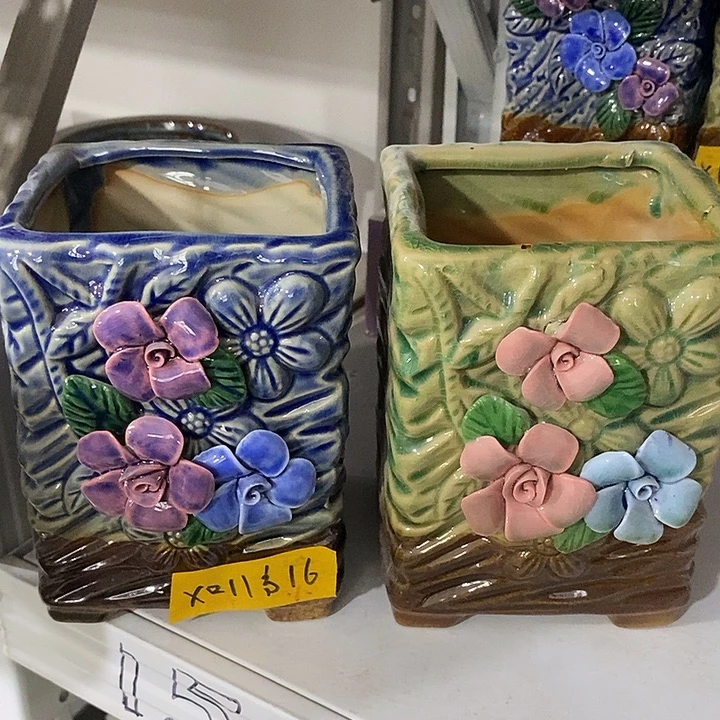 陶盆有孔 瑕疵针孔漏釉介意勿拍口 11高16