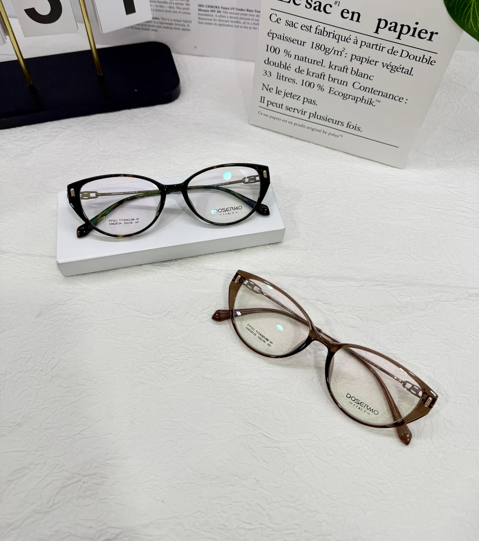 超轻纯钛猫眼眼镜超轻显脸小可配近视度数