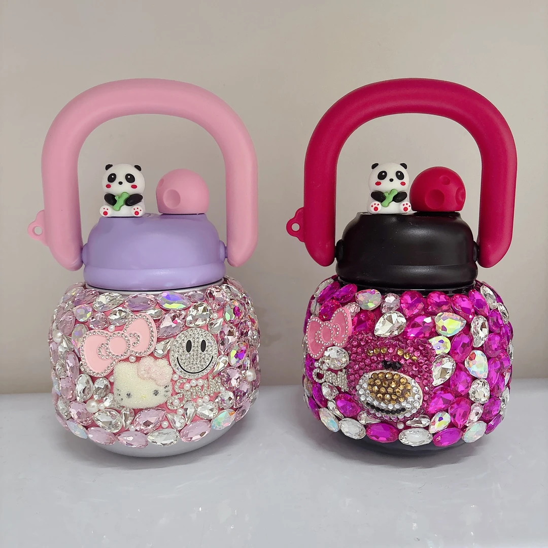 镶钻拎拎壶大肚保温杯双饮保温杯316不锈钢大容量随行吸管杯