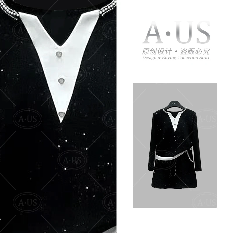 AUS-S051<秋季系列>设计师款I宽松版大码针织长袖套装休闲百搭