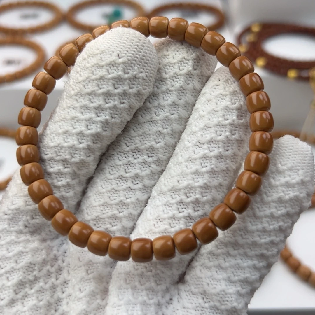 手串橄榄核6.5mm老挝老型单圈面无白