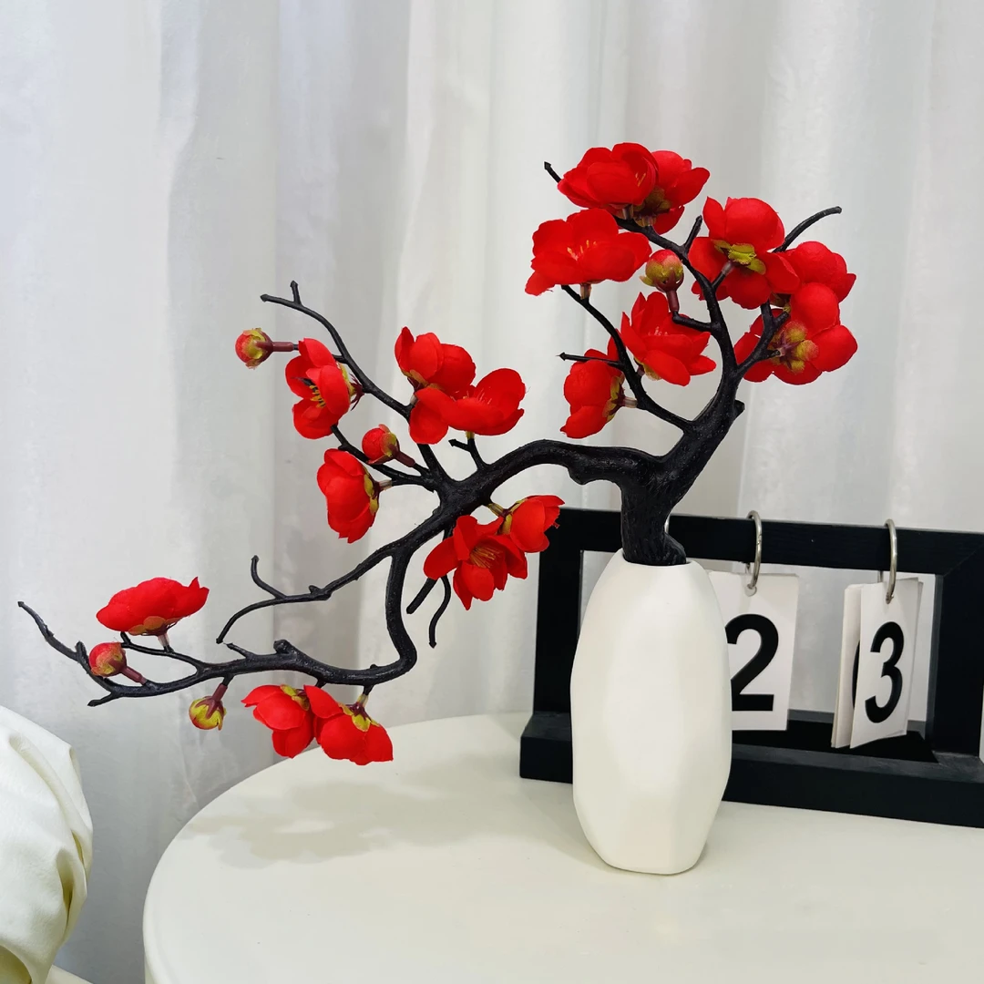 仿真梅花枝腊梅干花盆景家居客厅餐厅假花盆栽摆件装饰品小众高级