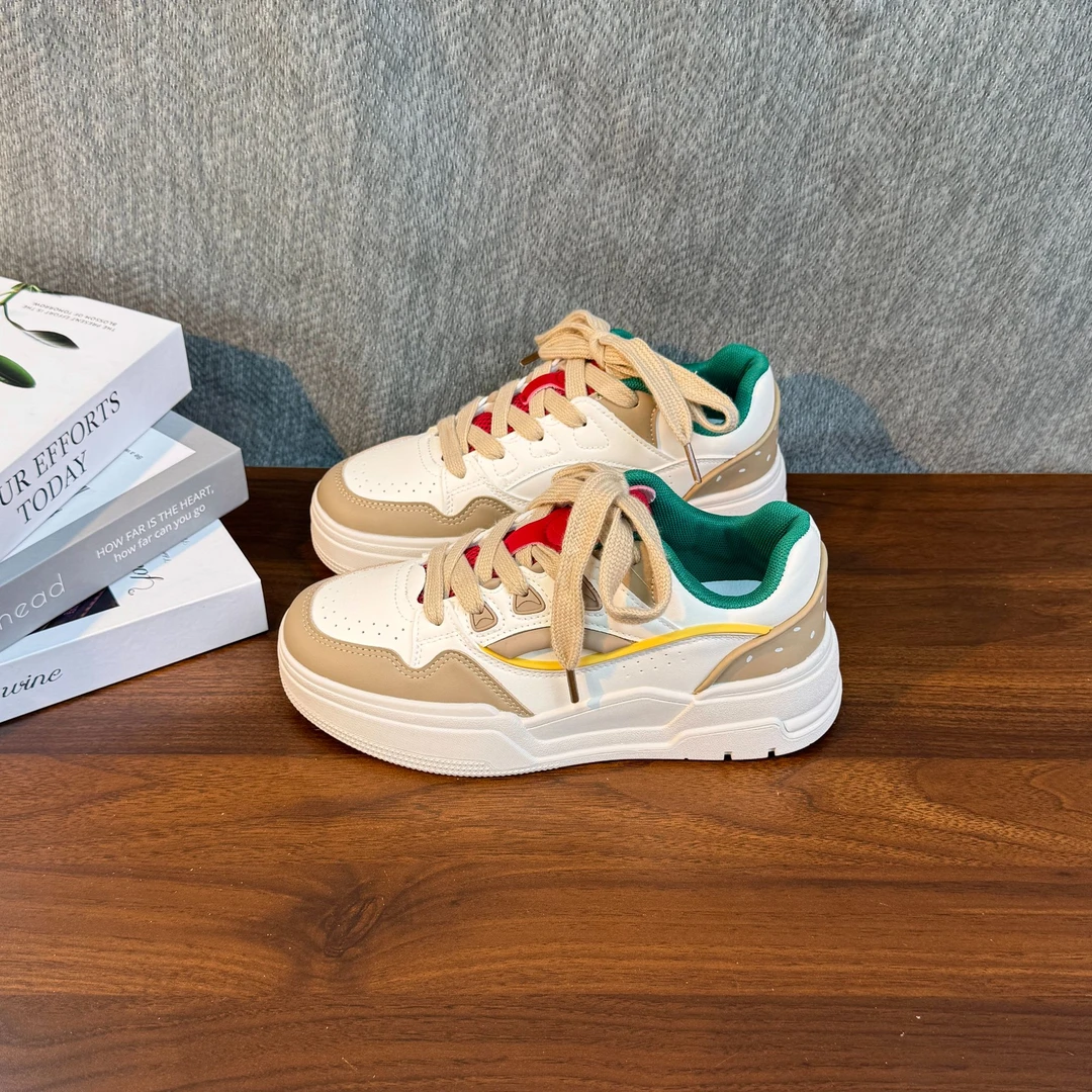 LZ6060棕休闲板鞋女2025秋季新款潮酷女鞋时尚百搭小白鞋女运动鞋