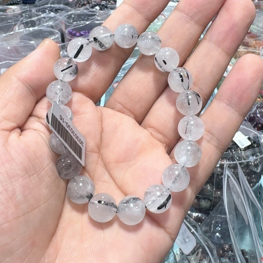 纯铜石英石黑发手链