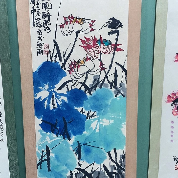 竖款精品国画作品轴