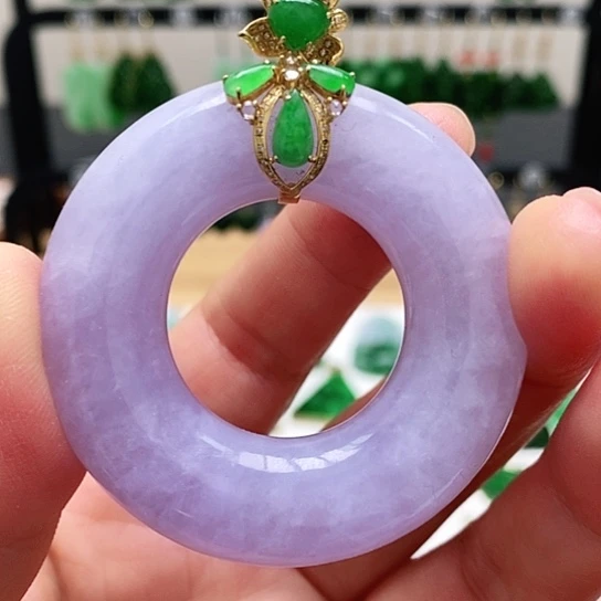 翡翠18K金镶嵌耳饰挂件