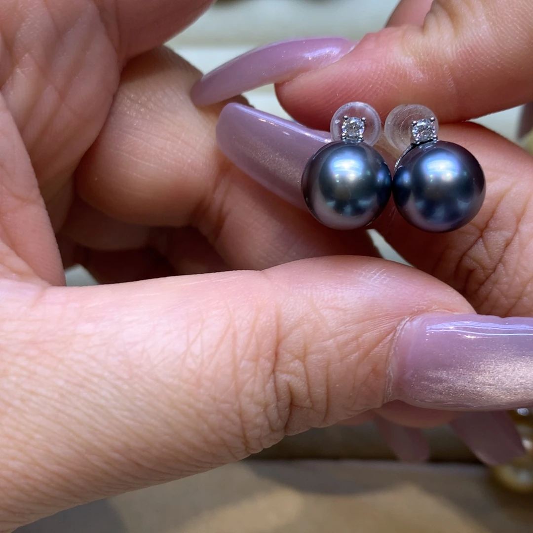 银S925镶嵌耳饰海水珍珠