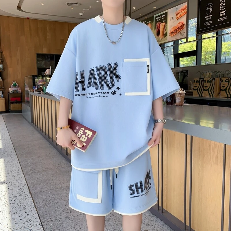 青少年夏季短袖薄款休闲运动套装运动小众潮流男士帅气