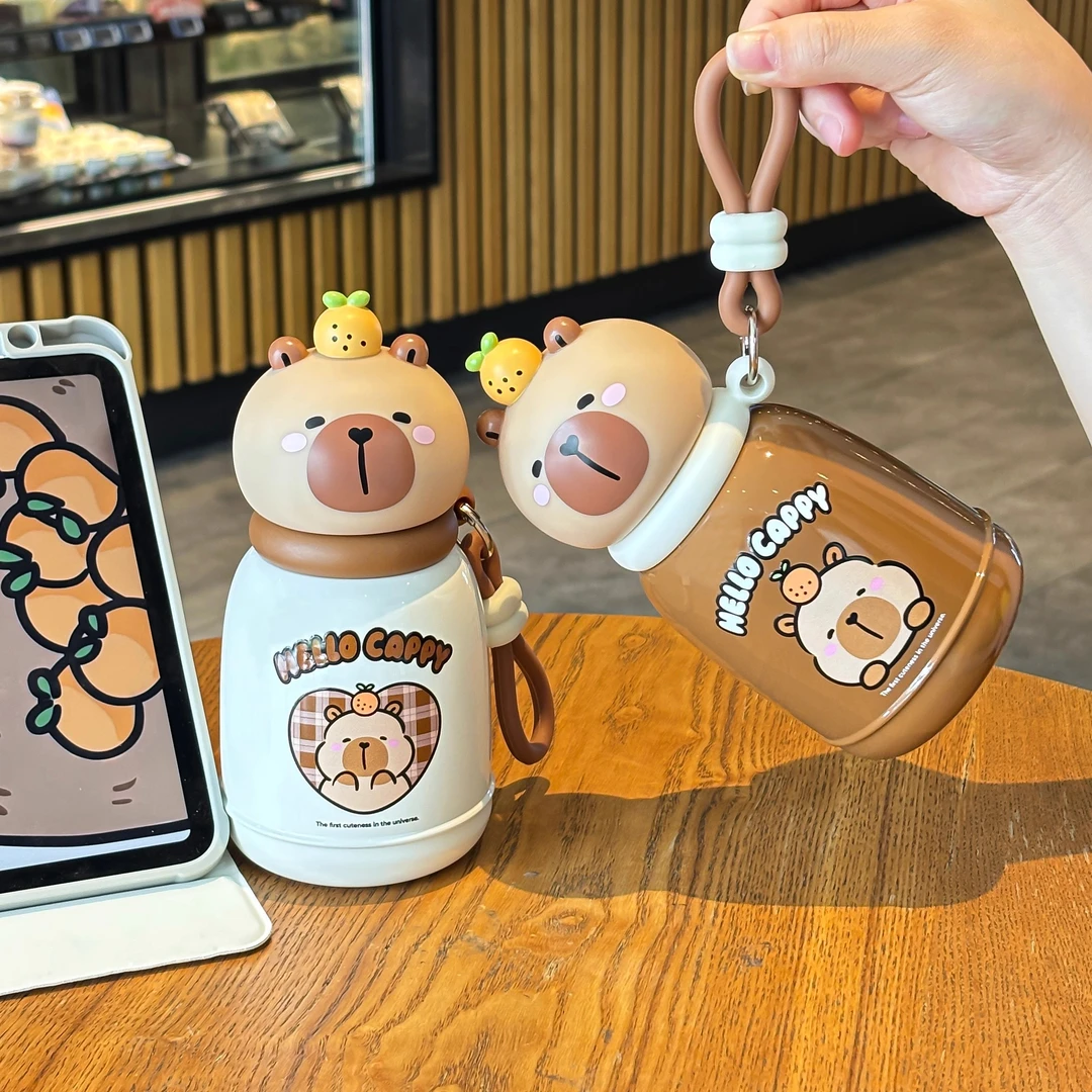 卡皮巴拉儿童可爱保温杯女孩上学专用大肚杯2025新款高颜值水杯子