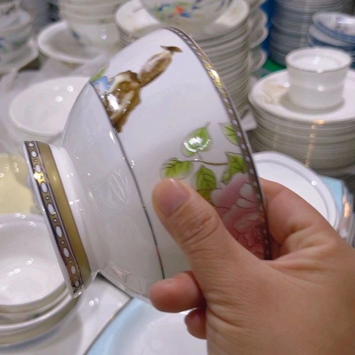 瓷片琴瑟和鸣六寸面碗两个