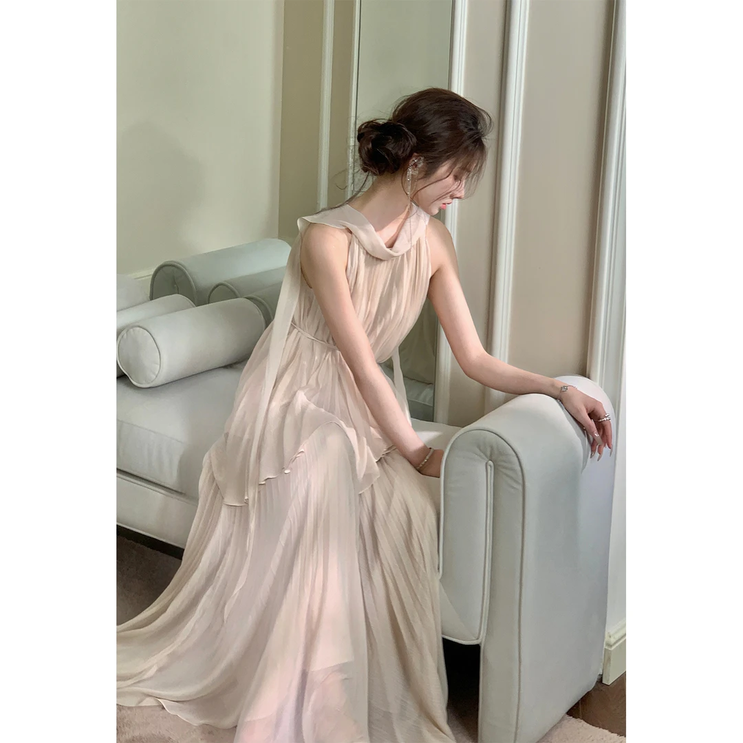 从一时刻【木兰晚香】韩系高级感无袖上衣褶皱半身裙套装CY-S25176