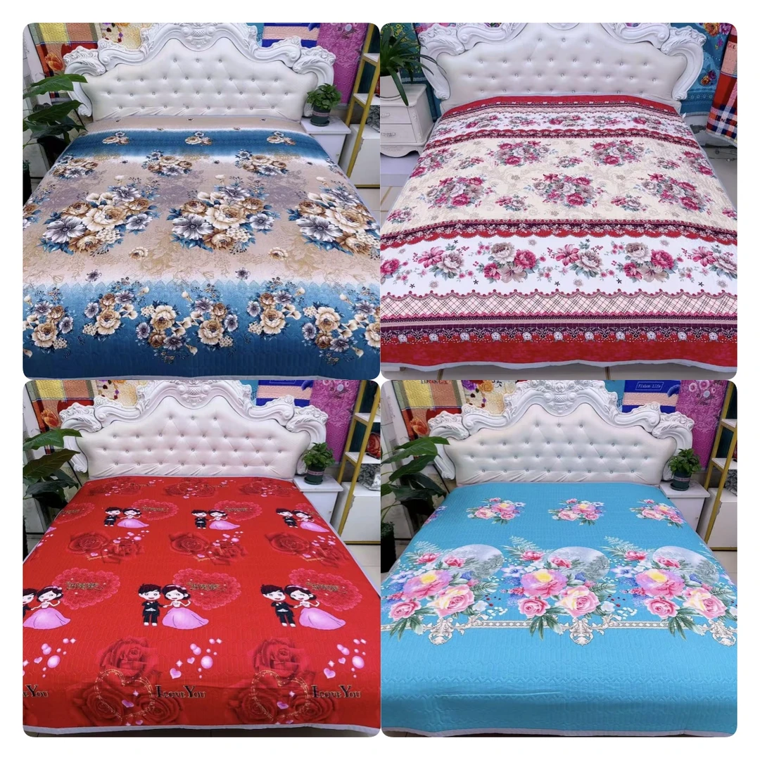 新款花型双面床盖 单层床单 舒适柔软