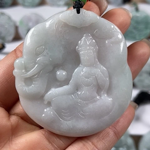 翡翠颈饰未镶嵌普贤菩萨福利