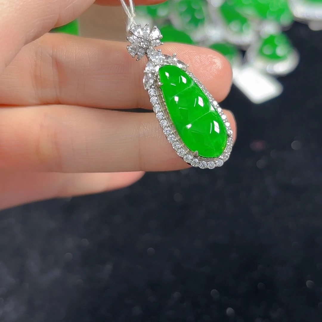翡翠银S925镶嵌吊坠(不含链)