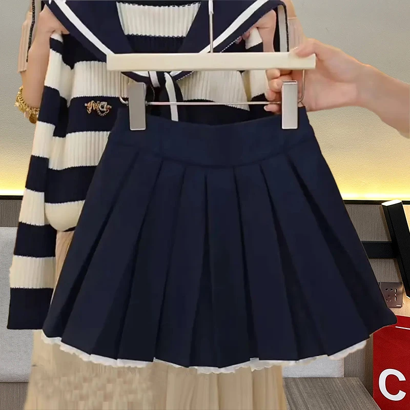 秋季2025新款设计感女童装套头学院风秋季套装半身裙短裙大童百褶