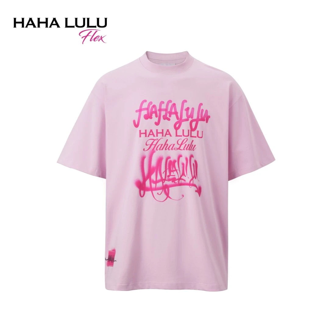 HAHALULU 25SS轻奢感手绘涂鸦风格T恤廓形百搭男女同款短袖 HL051