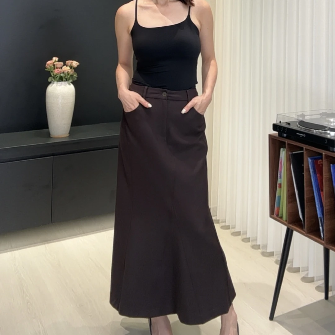 余姐气质显瘦直筒鱼尾半裙