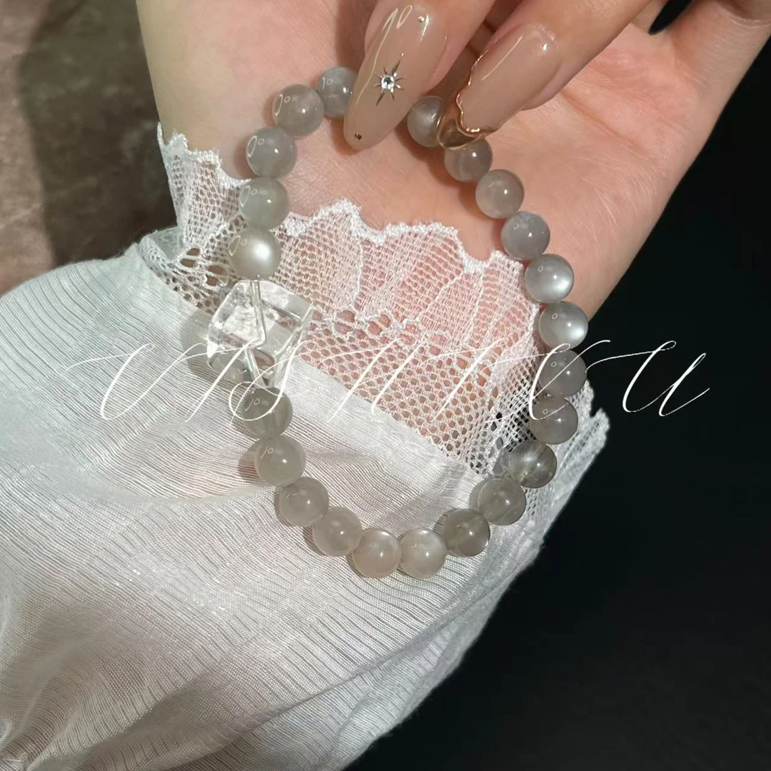 【冰心月】天然银月光白水晶单圈清冷感手串手链简约女多样发