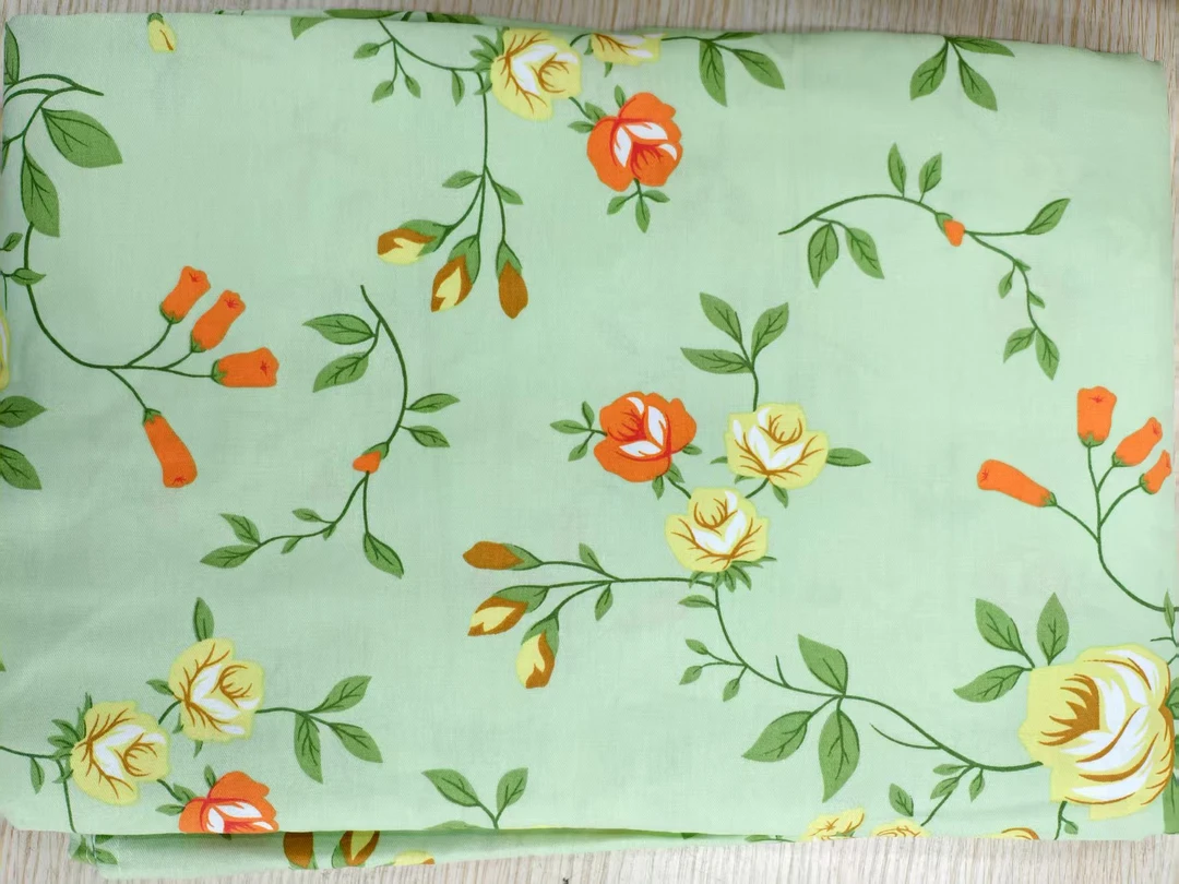 全棉福利床单（绿底小叶花2米）