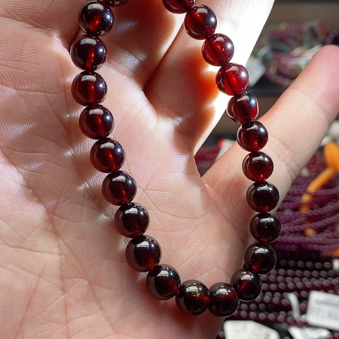 手链未镶嵌石榴石8mm酒红福利