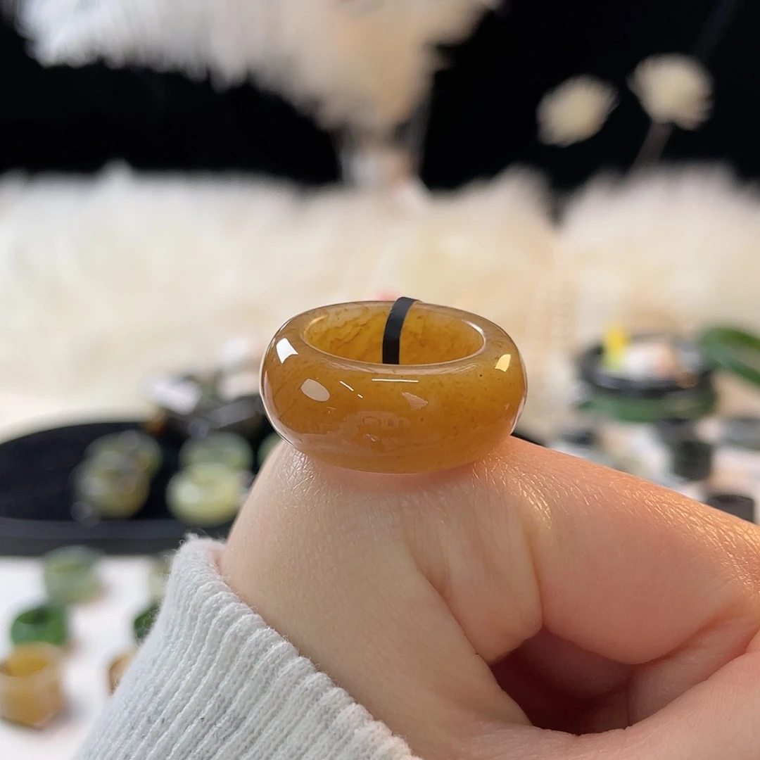 和田玉未镶嵌戒指k65金桂花糖墩墩18.0mm