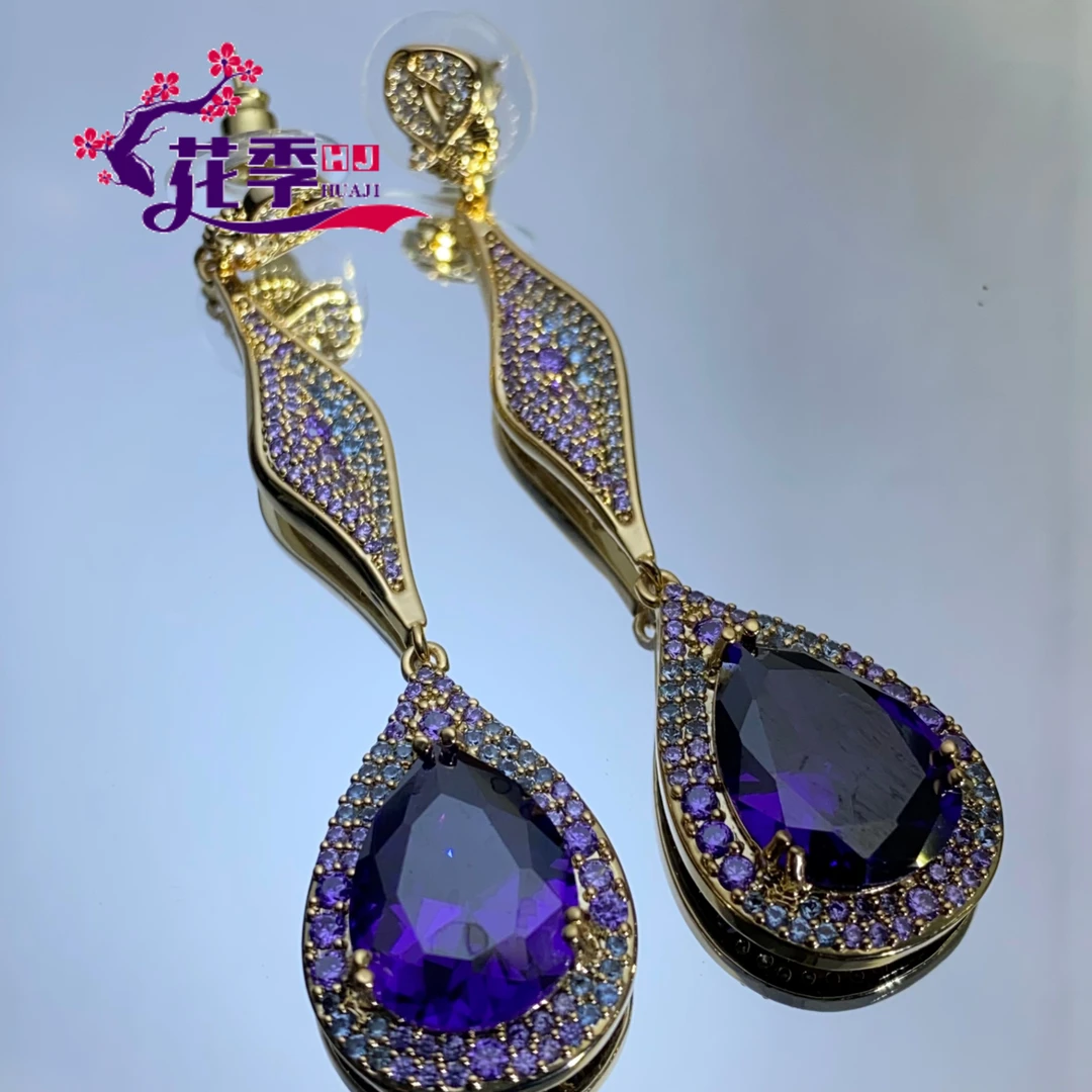 【花季】 原创艳彩炫紫强荧光耳坠G440