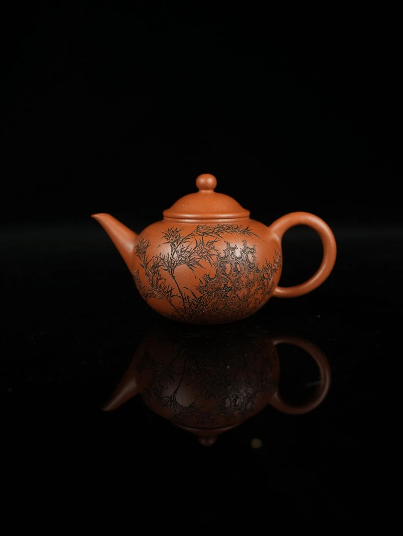 【藏】彦泽作品《一夜风雷鳞甲动》桃花泥摹古水平壶全手工260cc