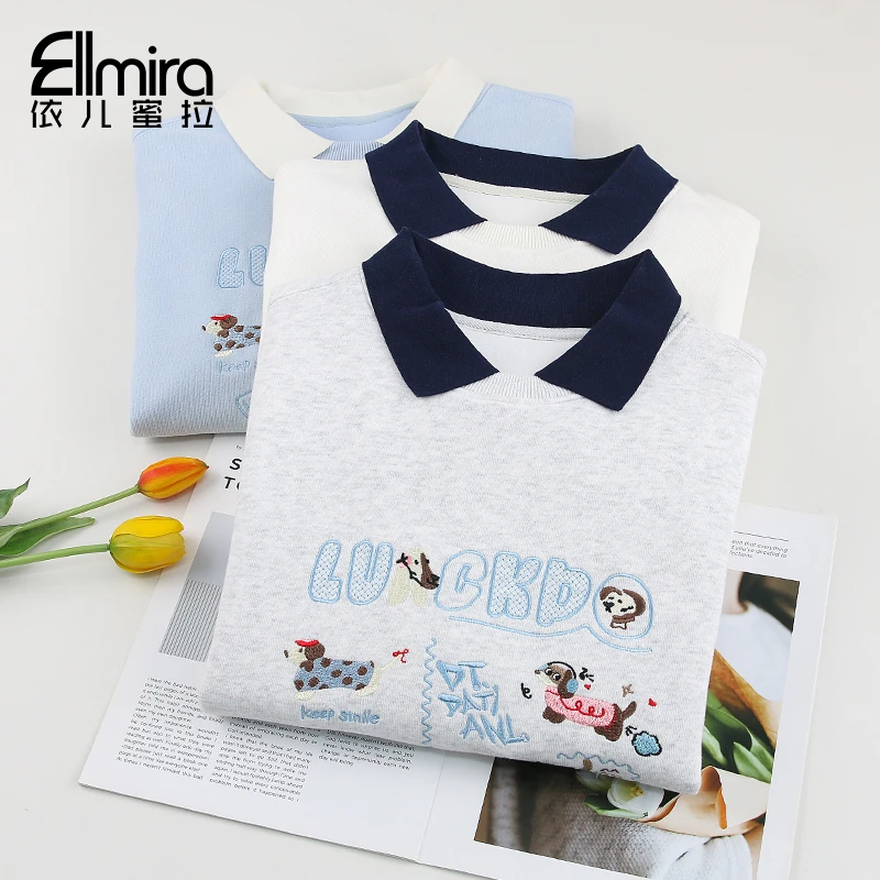 9009女童卫衣春装翻领假两件儿童上衣套头运动2025新款韩版洋气潮